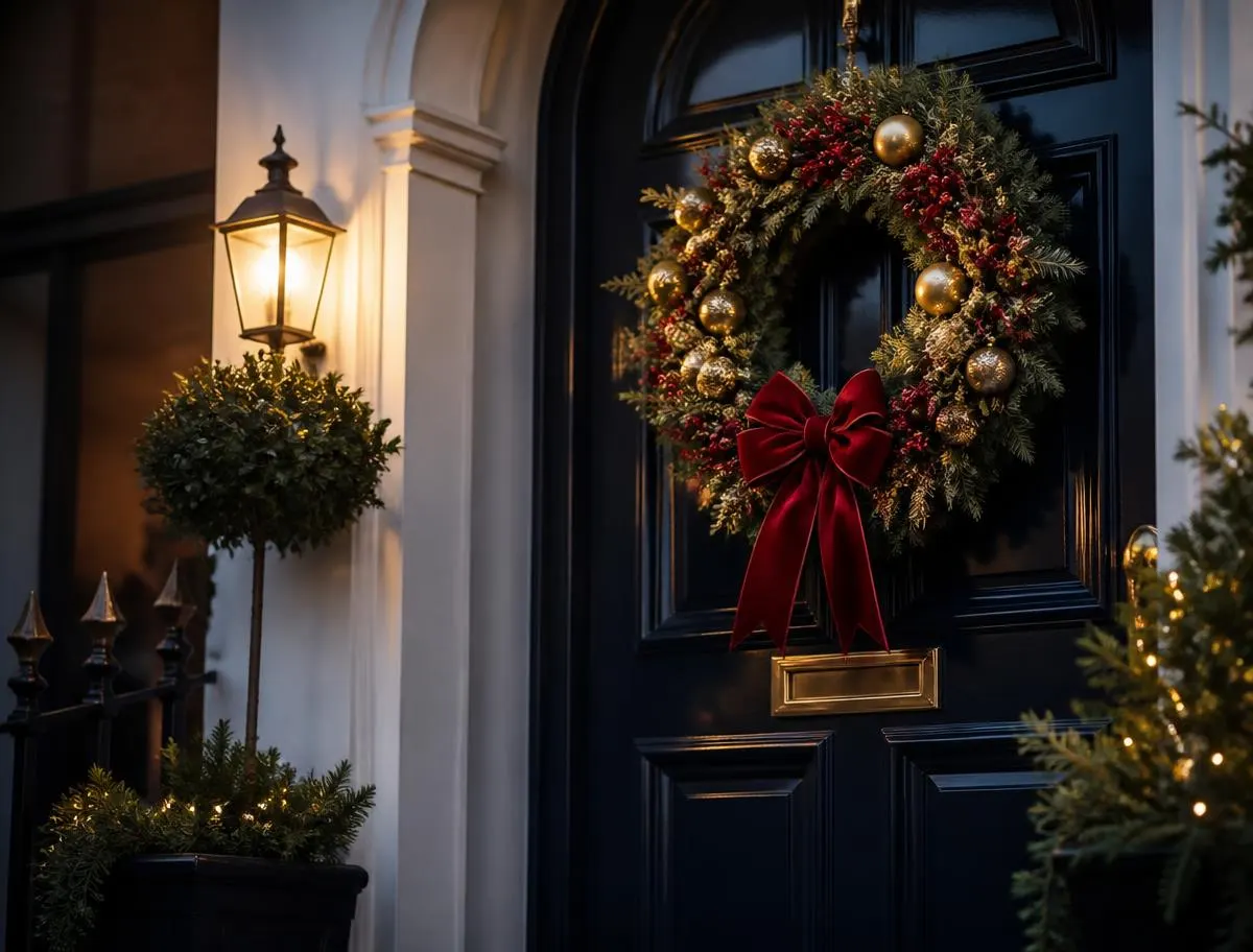 Berry and gold door wreath