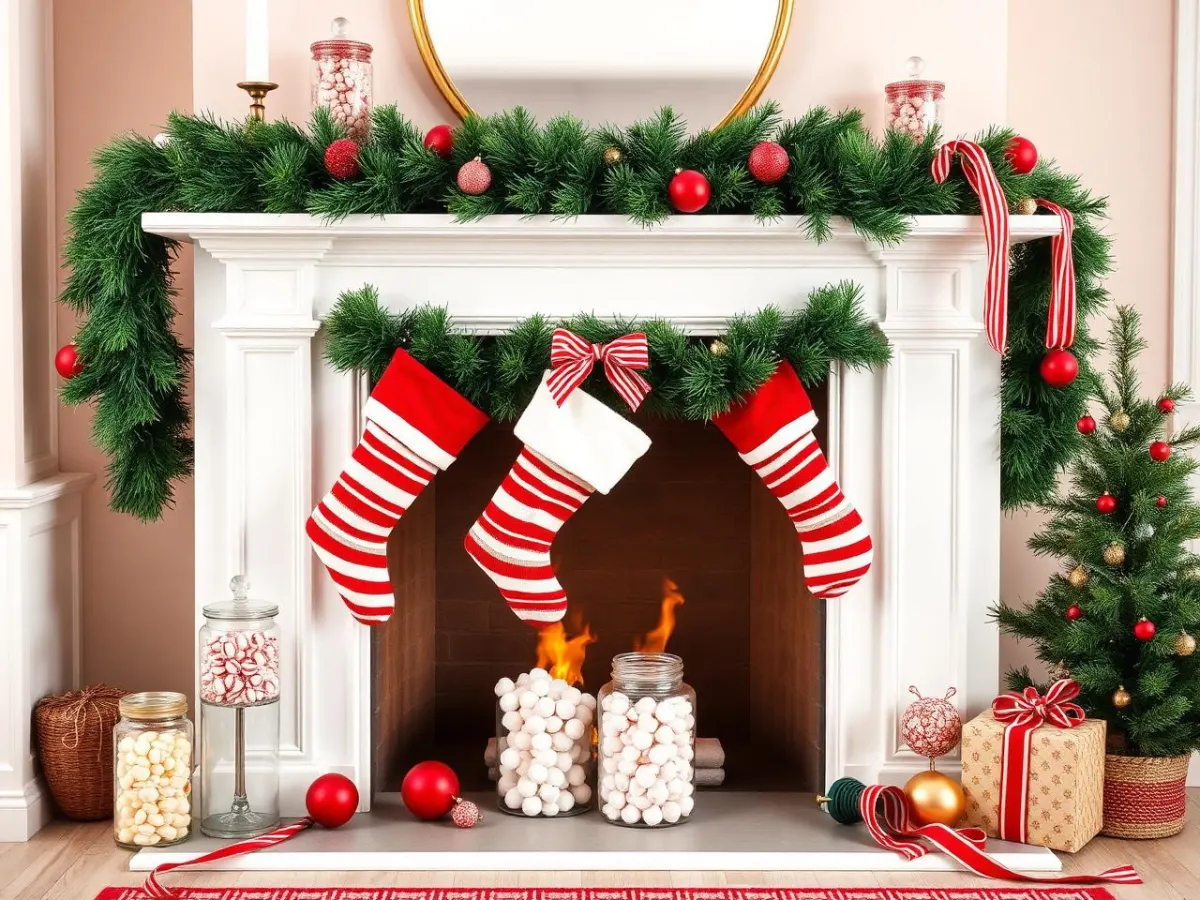 Candy Cane Mantel